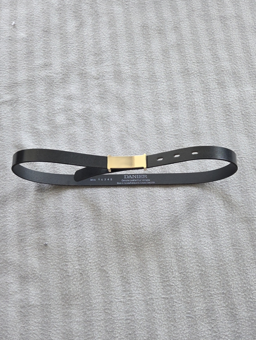 Danier Black Leather Belt with Gold-Tone Buckle